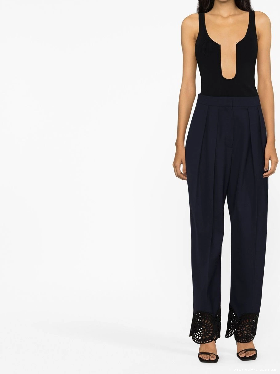 Cheap broderie anglaise-trimmed trousers Stella McCartney Women 0322
