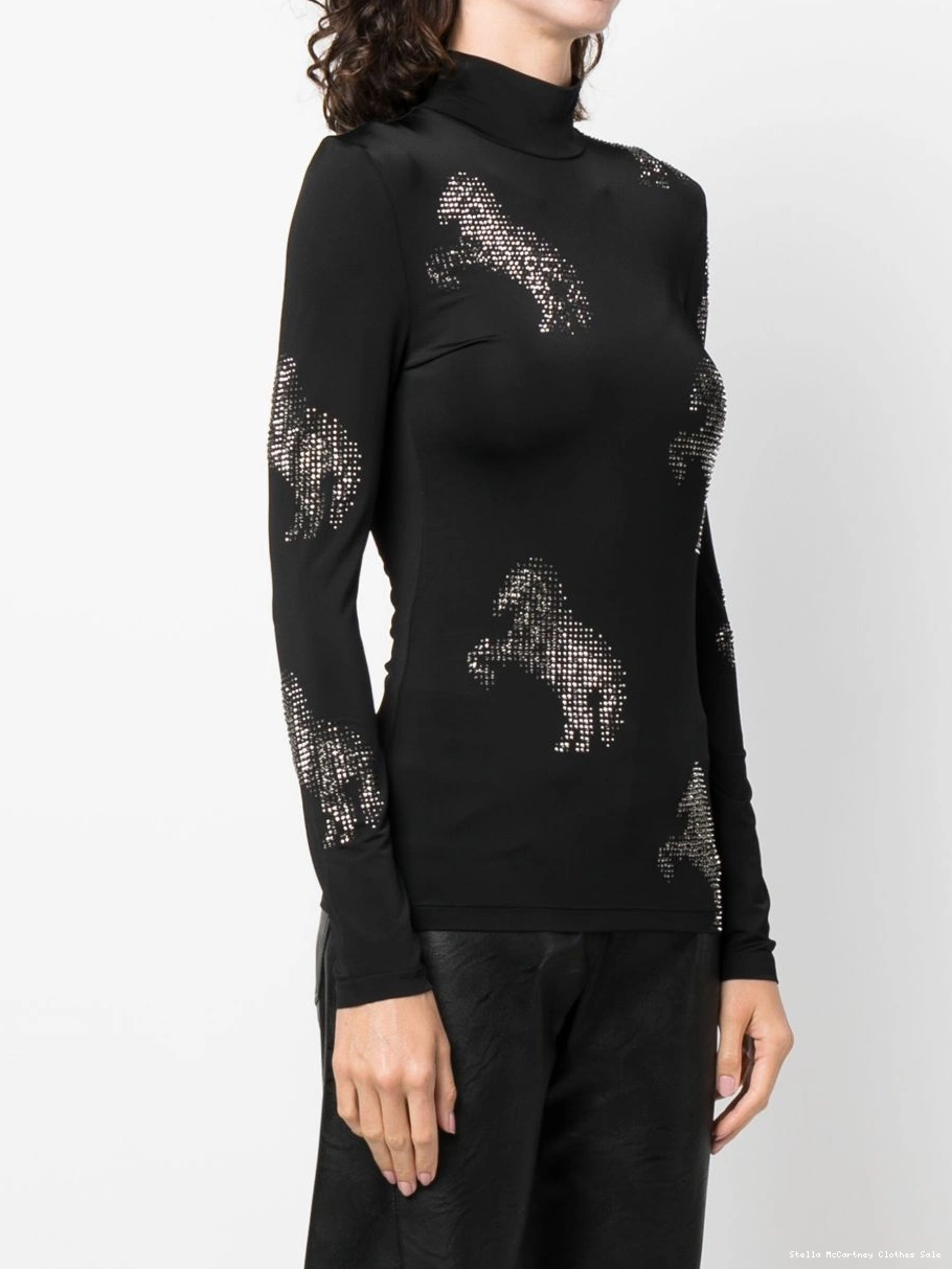 Cheap Women stud-embellished Stella McCartney top horse-motif 0321