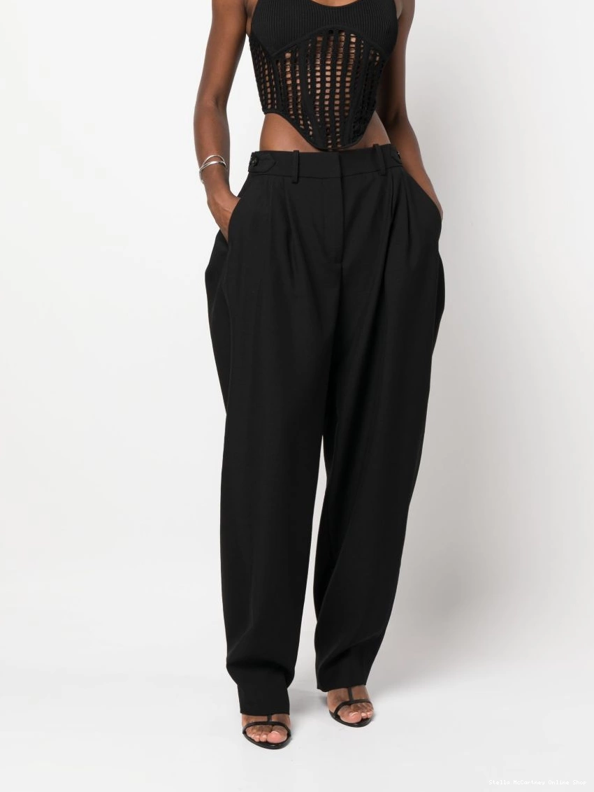 Affordable Women trousers McCartney pleated Stella wide-leg wool 0319