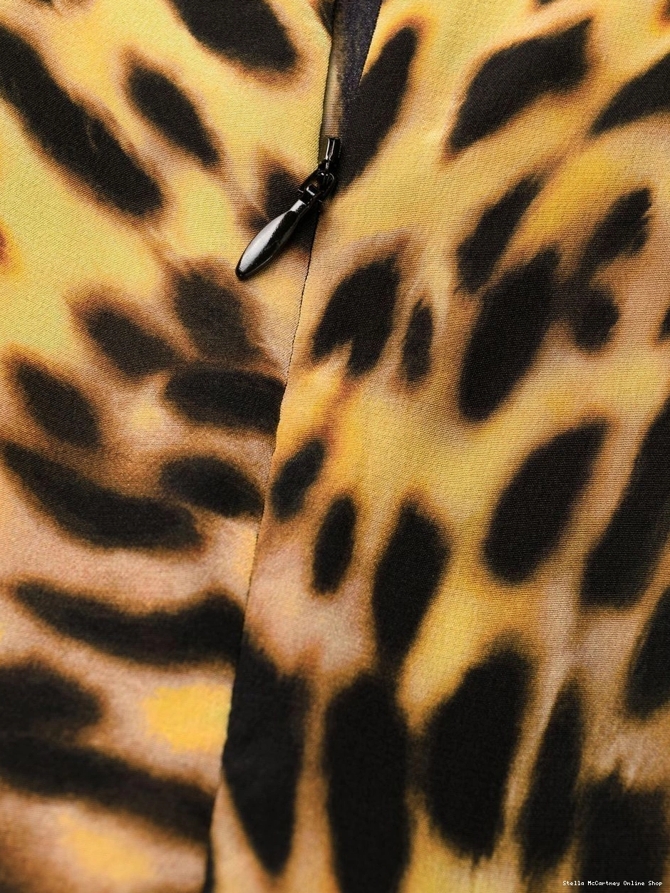 Affordable silk leopard-print McCartney flounce Stella Women dress 0318
