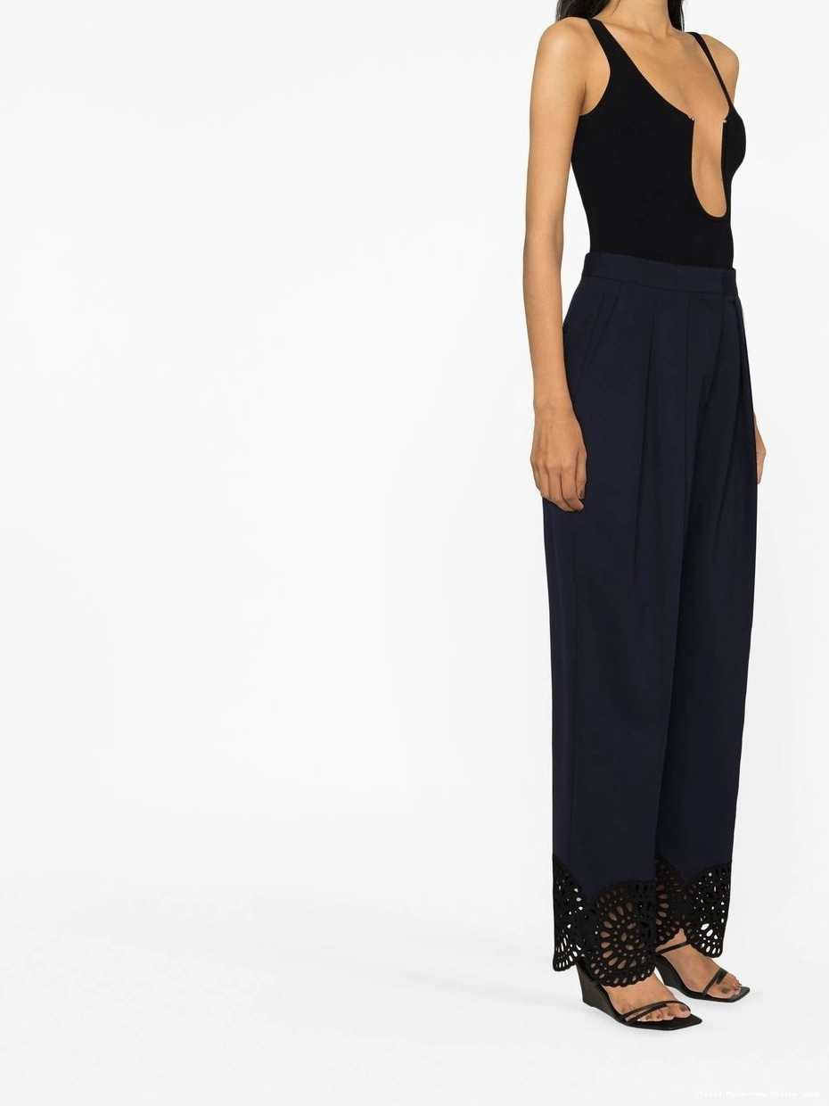 Cheap broderie anglaise-trimmed trousers Stella McCartney Women 0322