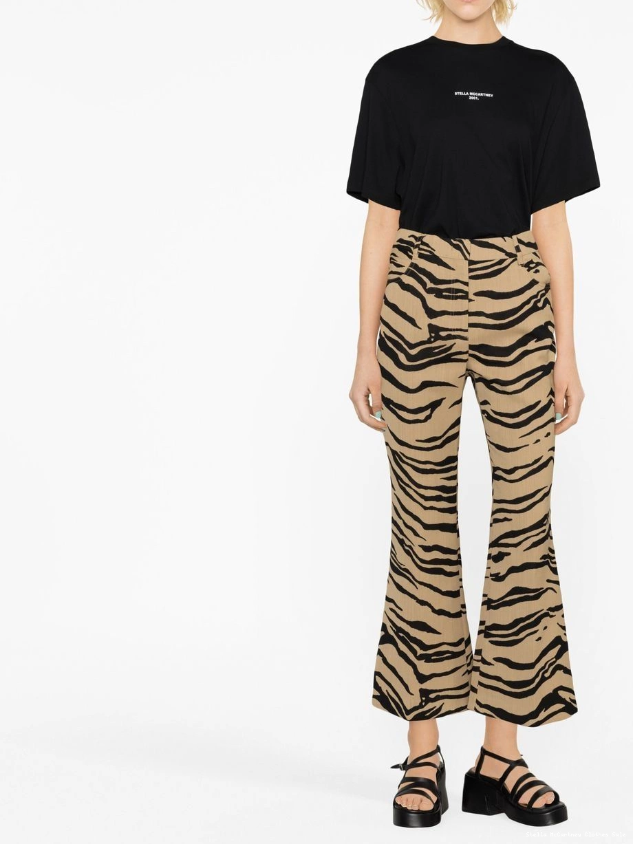 Cheap Stella flared Women trousers cropped tiger-jacquard McCartney 0322