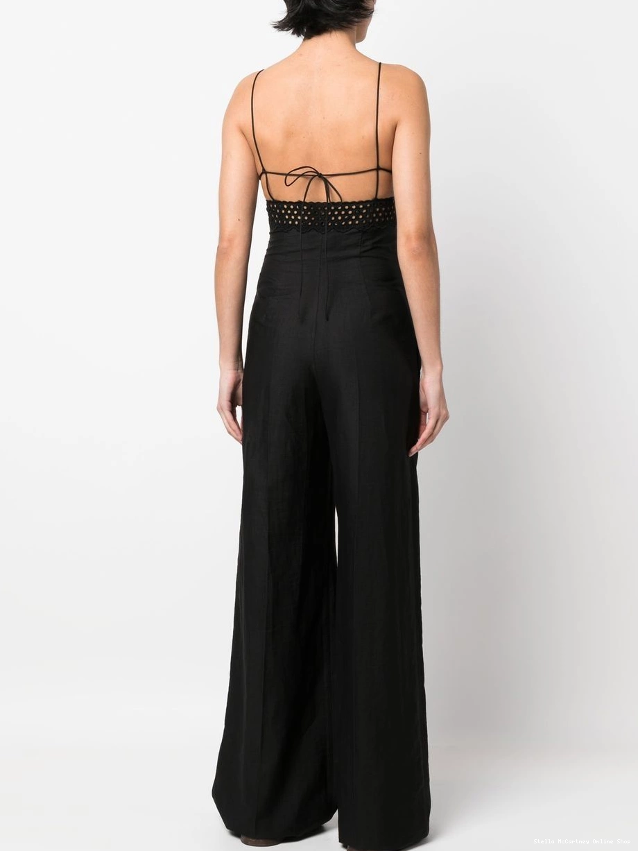 Cheap Women McCartney Stella flared-leg jumpsuit broderie anglais 0316